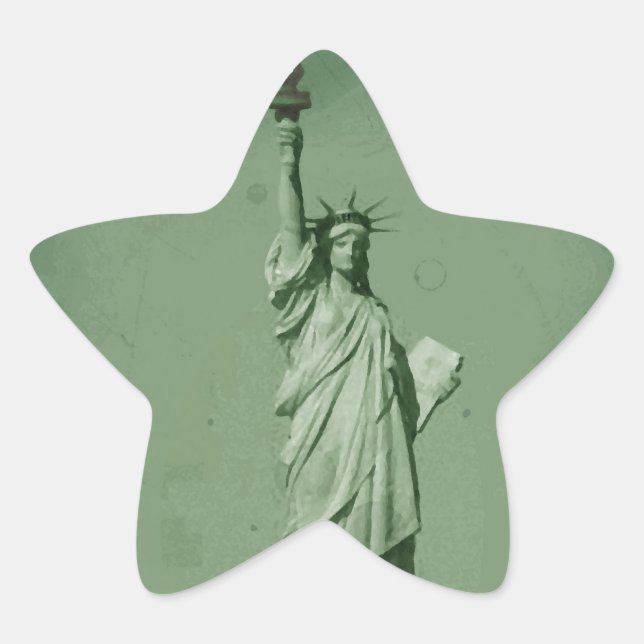 Damaged Photo Effect Statue of Liberty Star Sticker (Front)
