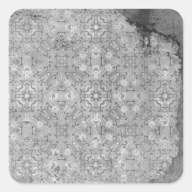 damaged silver paper background square sticker (Front)