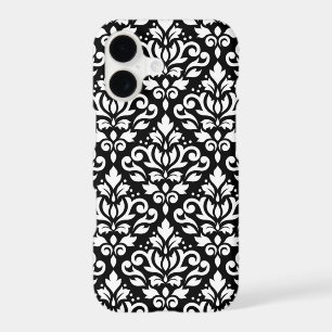 Damas à Rouleaux Grand Motif Blanc sur Noir