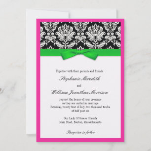 Damas avec Faire-part de mariage vert et rose