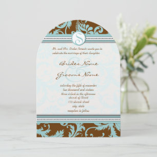 Damas bleu sur Faire-part de mariage Brown