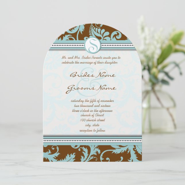 Damas bleu sur Faire-part de mariage Brown (Debout devant)