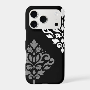 Damas d'art à motif de parchemin I noir gris blanc