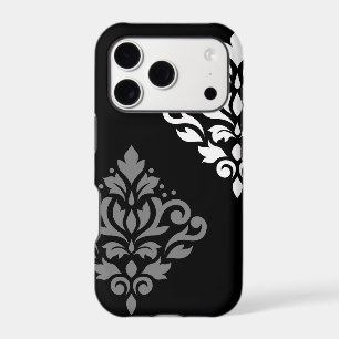 Damas d'art à motif de parchemin I noir gris blanc