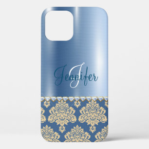 Damas en métal bleu, Satin, Coque personnalisé-Mat