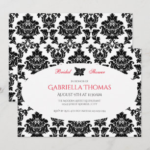 Damas et fleurs noires - Invitation à la douche nu
