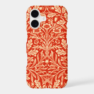 Damas floral Art nouveau, orange mandarine