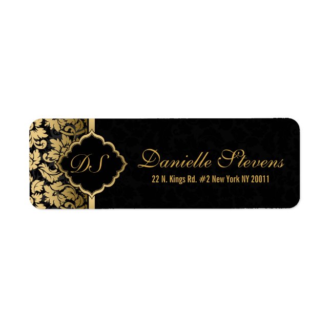 Damas florales noir & orÉtiquette de modèle (Devant)