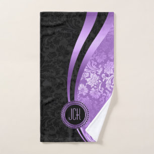 Damas Florales Noires Et Violettes