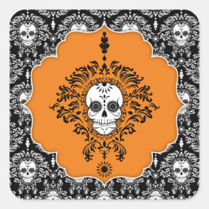 Damas mortes - Stickers crâne de sucre encadrés