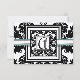 Damas Noir avec Faire-part de mariage Aqua Trim
