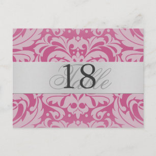 Damas rose argent Numéro de table de table PostCar