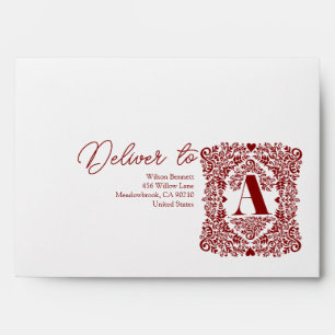 Damas Rouge Initiale Une Enveloppe Moderne