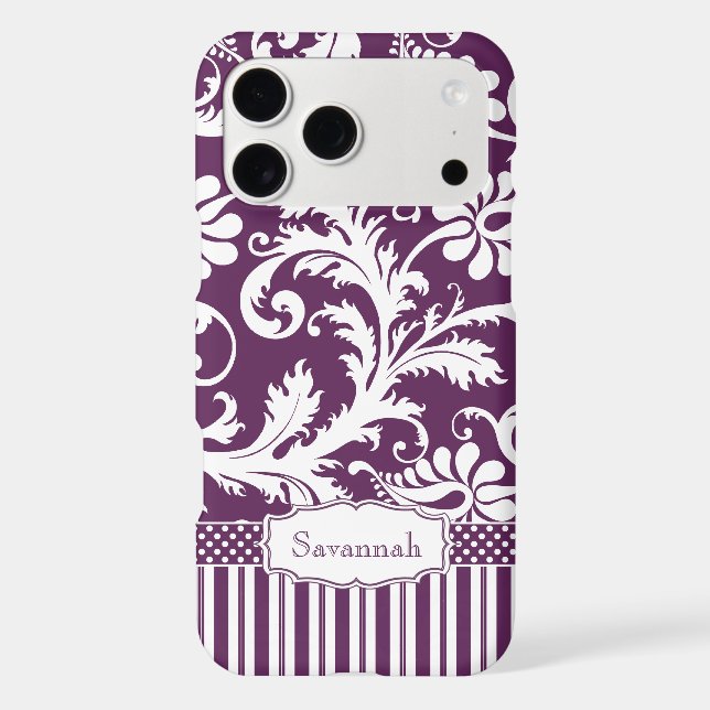 Damas Vintage d'aubergine personnalisée et bande (Verso)