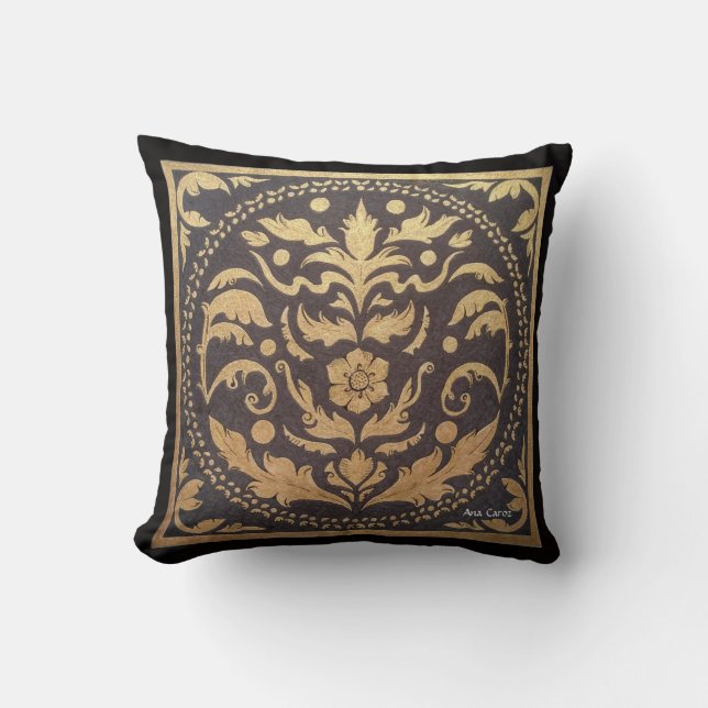 Damascene Throw Pillow, Throw Pillow 16" x 16" (Front)