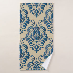 Damascus seamless pattern of floral ornament on be bath towel
