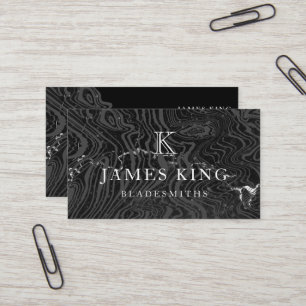 Damascus Steel Pattern Custom Monogram Bladesmith Business Card