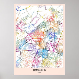 Damascus Syria City Map Poster