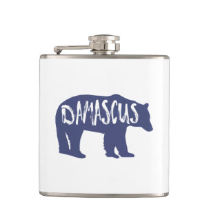 Damascus Virginia Bear Hip Flask