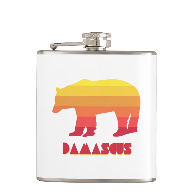 Damascus Virginia Rainbow Bear Hip Flask (Front)