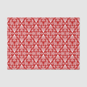 Damask 01 Red-White-Tissue Paper Wrap