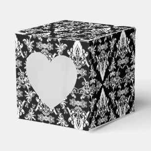 Damask 02 Noir-Blanc-Carré Ballotins de coeur