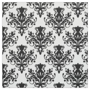 Damask 02 Pattern - Black Fabric