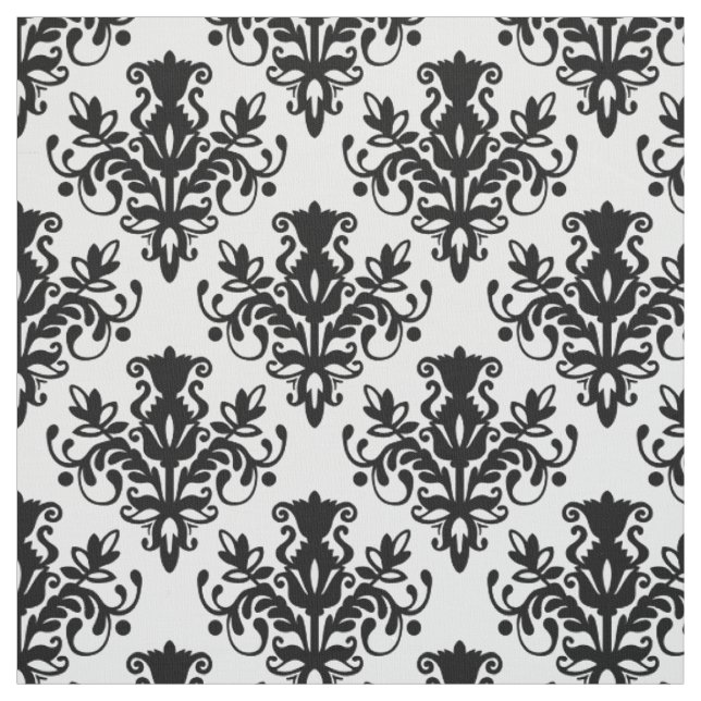 Damask 02 Pattern - Black Fabric (Swatch)
