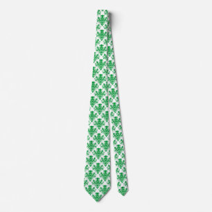 Damask 02 Pattern - Grass Green on White Tie