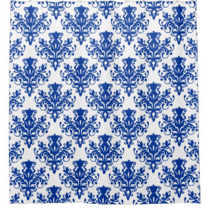 Damask 02 Pattern - Navy Blue on White