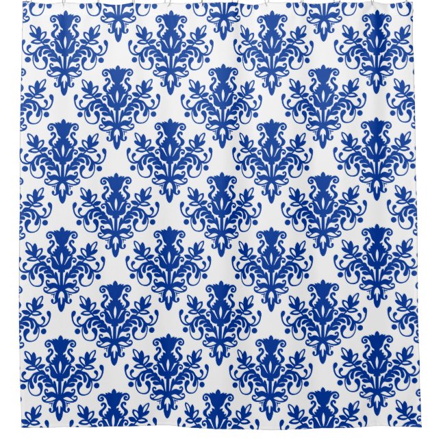 Damask 02 Pattern - Navy Blue on White (Front)