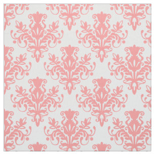 Damask 02 Pattern - Soft Pink on White Fabric