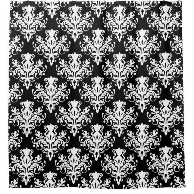 Damask 02 Pattern - White on Black (Front)