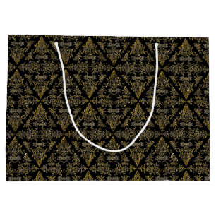 Damask 06 Black-Gold-Grand sac cadeau