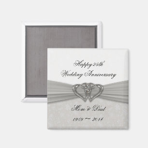 Damask 25th Mariage Anniversary Magnet