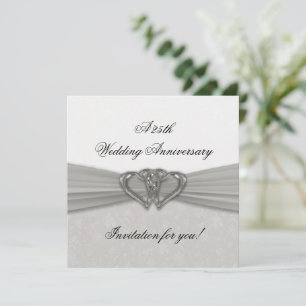 Damask 25th Wedding Anniversary Invitation