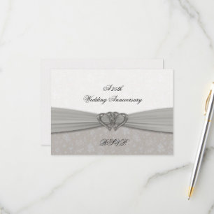 Damask 25th Wedding Anniversary RSVP Card