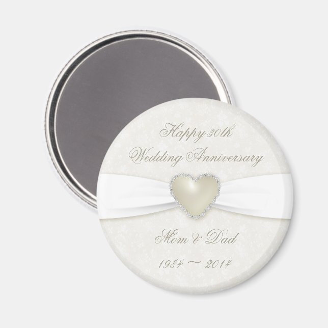 Damask 30th Mariage Anniversary Magnet (Recto/Verso)