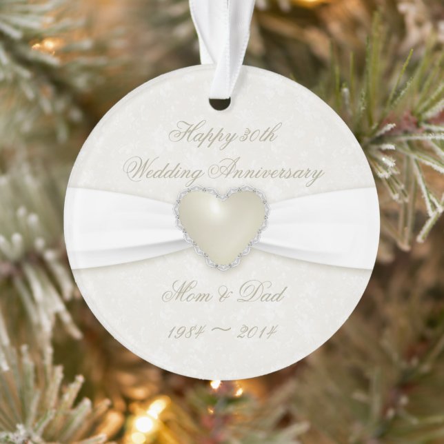 Damask 30th Wedding Anniversary Acrylic Ornament (Tree)