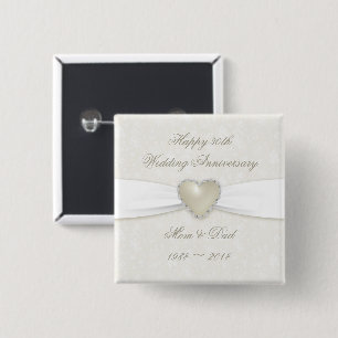 Damask 30th Wedding Anniversary Button