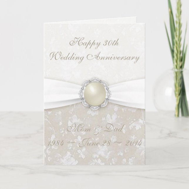 Damask 30th Wedding Anniversary Greeting Card (Front)