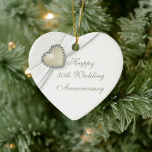 Damask 30th Wedding Anniversary Heart Ornament