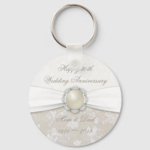 Damask 30th Wedding Anniversary Key Chain
