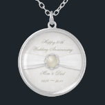 Damask 30th Wedding Anniversary Necklace<br><div class="desc">A Digitalbcon Images Design featuring a satin pearl colour and and damask design theme with a variety of custom images, shapes, patterns, styles and fonts in this one-of-a-kind "Damask 30th Wedding Anniversary" Necklace. This attractive and elegant design comes complete with customizable text lettering to suit your own special occasion to...</div>