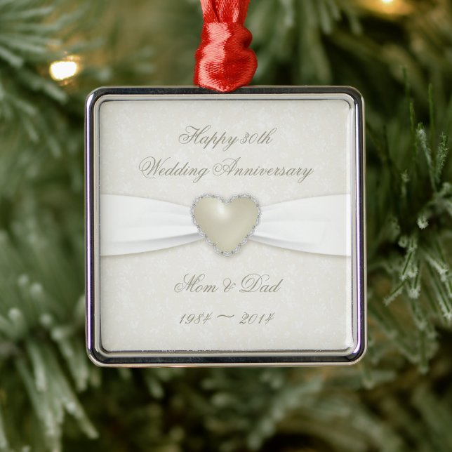 Damask 30th Wedding Anniversary Ornament (Tree)