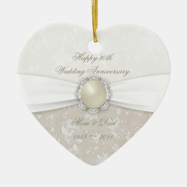 Damask 30th Wedding Anniversary Ornament (Front)