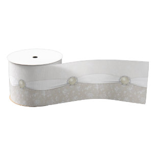 Damask 30th Wedding Anniversary Ribbon Grosgrain Ribbon