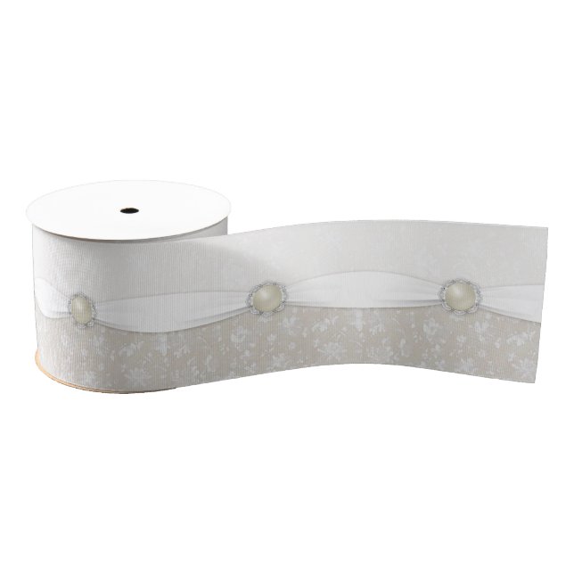 Damask 30th Wedding Anniversary Ribbon Grosgrain Ribbon (Spool)