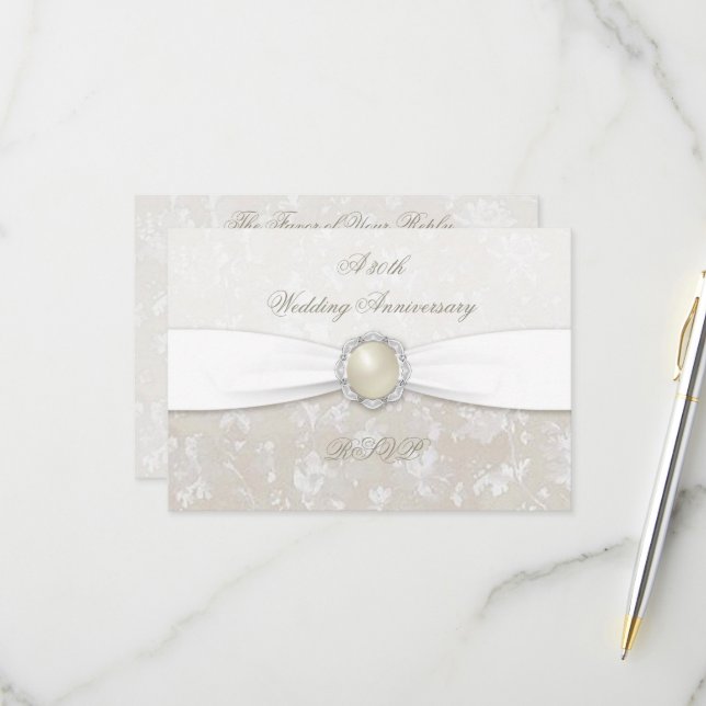 Damask 30th Wedding Anniversary RSVP (Front/Back In Situ)