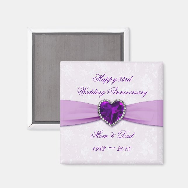 Damask 33e Mariage Anniversary Magnet (Recto/Verso)